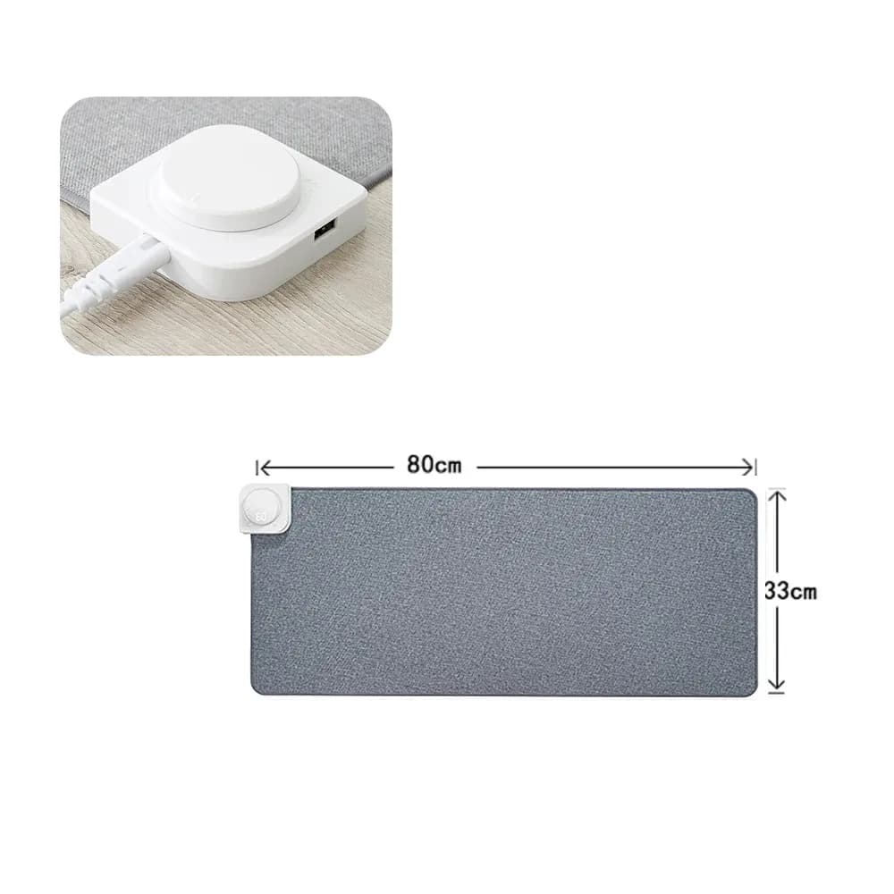 Tapis de bureau chauffant avec affichage numérique, 26 niveaux de température (36°C-60°C) et port USB - Image 3