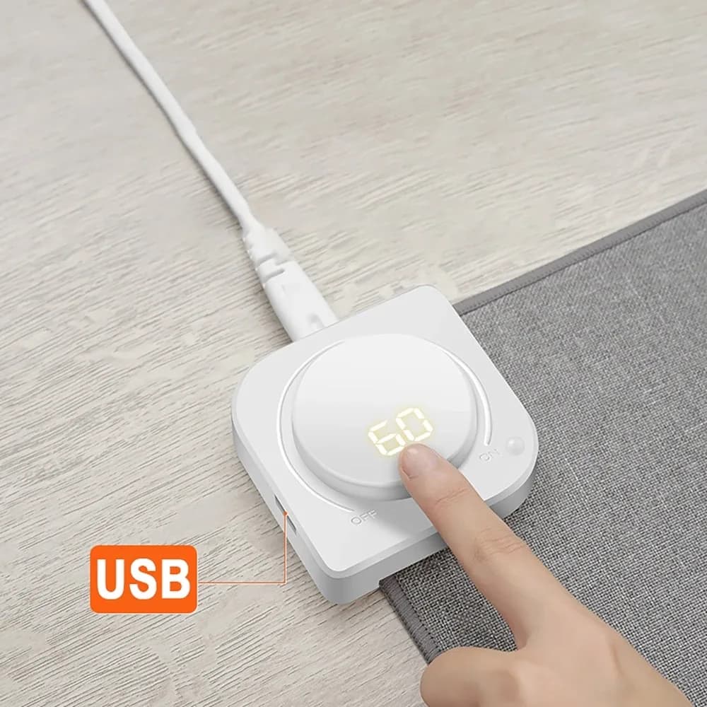 Tapis de bureau chauffant avec affichage numérique, 26 niveaux de température (36°C-60°C) et port USB - Image 5
