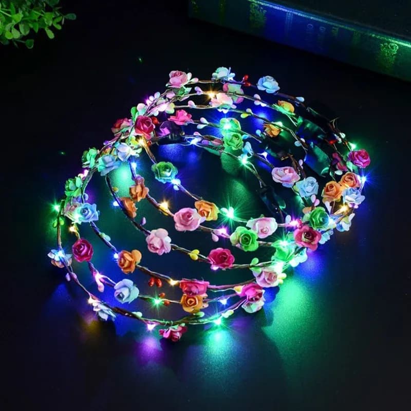 Lot de 15/30 couronnes de fleurs lumineuses à LED pour mariages et fêtes