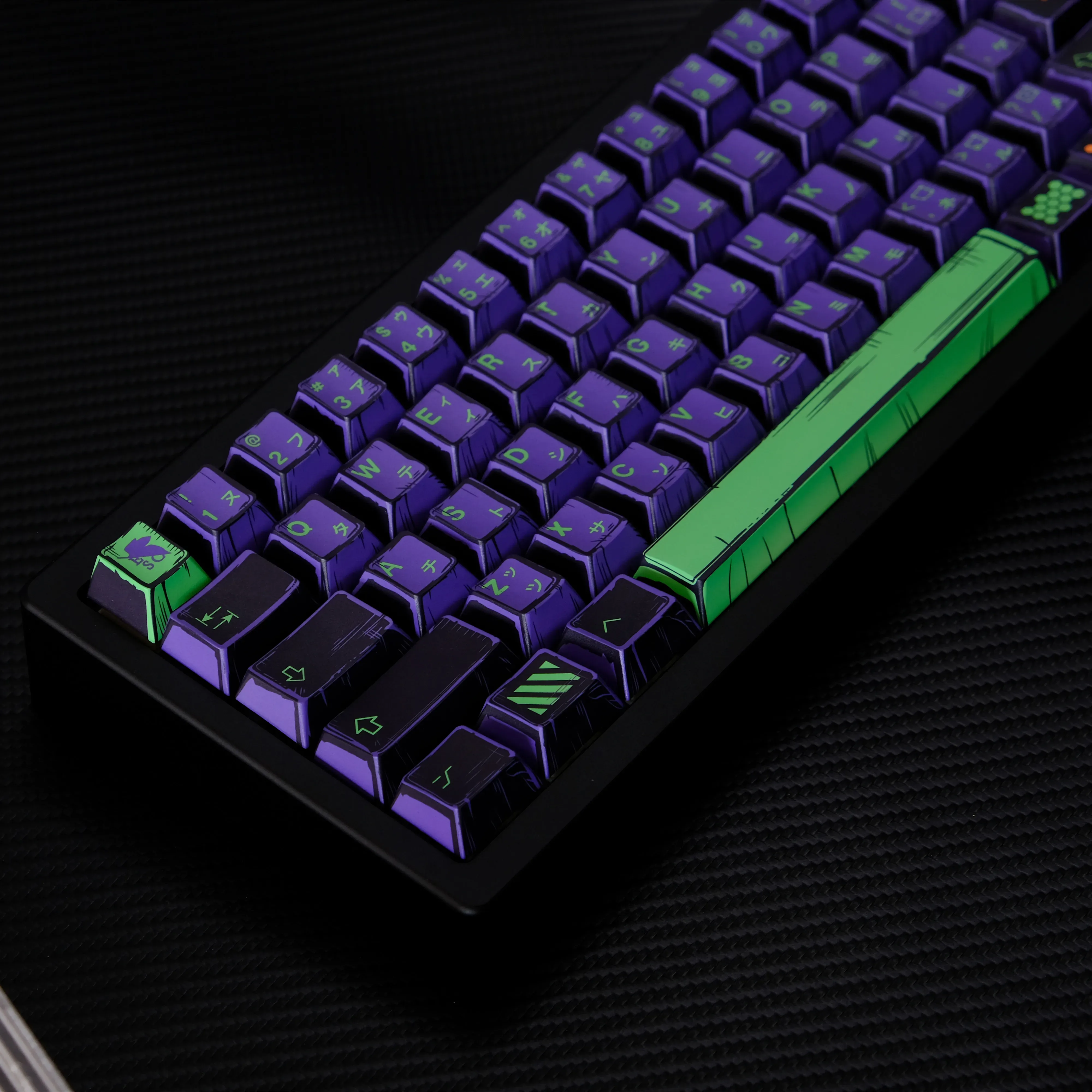 Set de keycaps PBT EVA-01 - Profil Cherry, Dye-Sub, 78/151 touches, Disposition ISO
