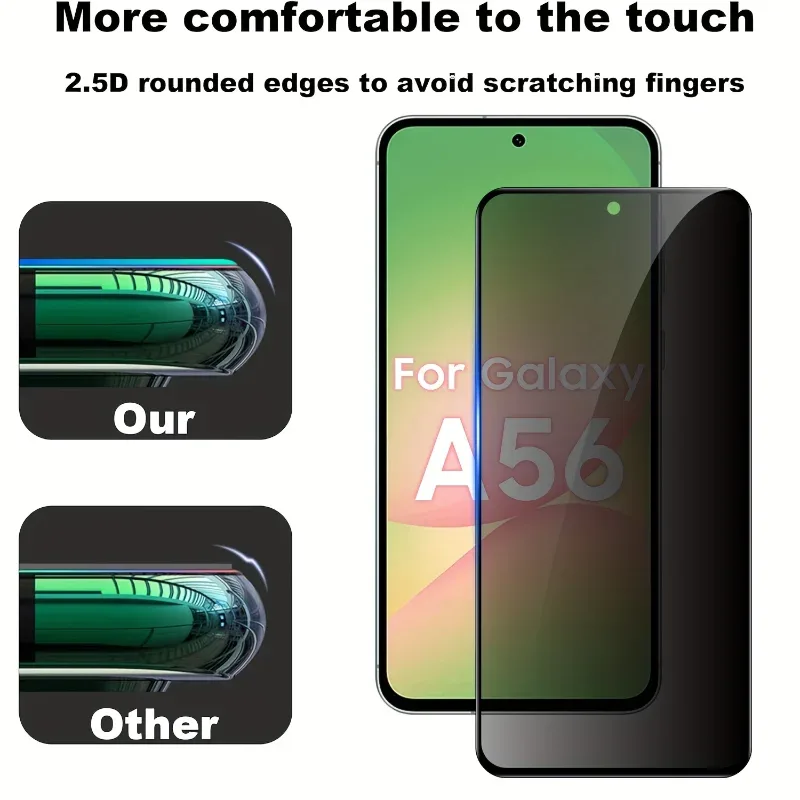 Pack 4-en-1 : Verre Trempé de Confidentialité et Protections d'Objectif pour Samsung Galaxy A56, A36, A26, A16, A06 5G - Image 2