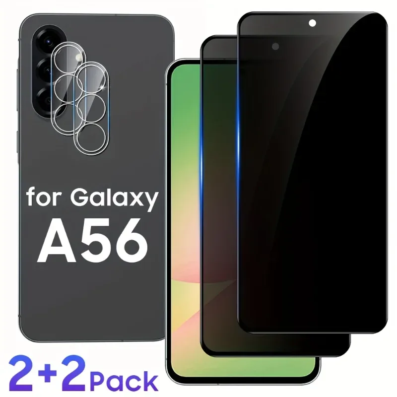 Pack 4-en-1 : Verre Trempé de Confidentialité et Protections d'Objectif pour Samsung Galaxy A56, A36, A26, A16, A06 5G - Image 1