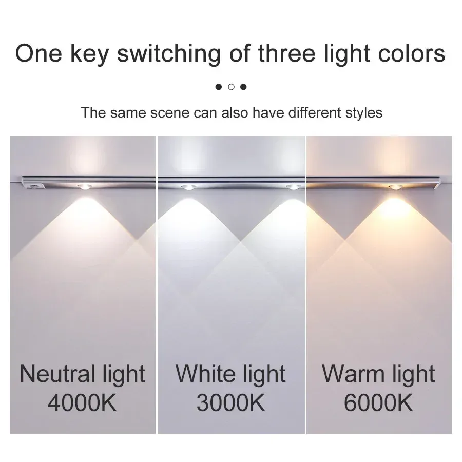Réglette LED ultra-plate avec détecteur de mouvement, rechargeable USB (20cm / 30cm / 40cm) - Image 4