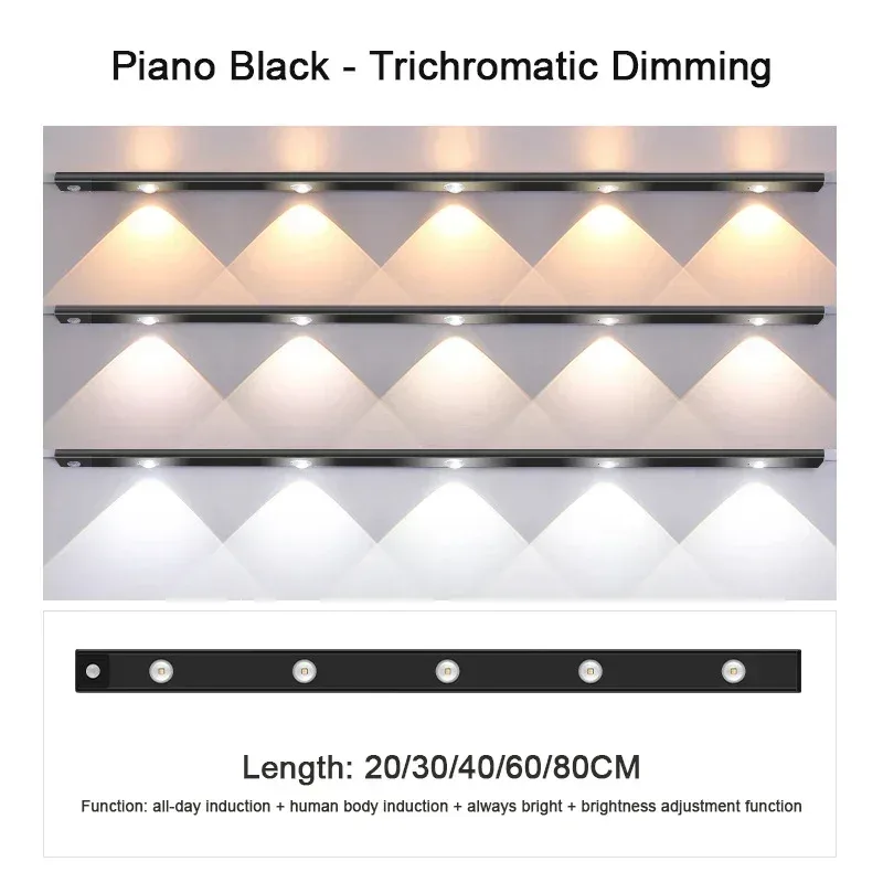 Réglette LED ultra-plate avec détecteur de mouvement, rechargeable USB (20cm / 30cm / 40cm) slide 8