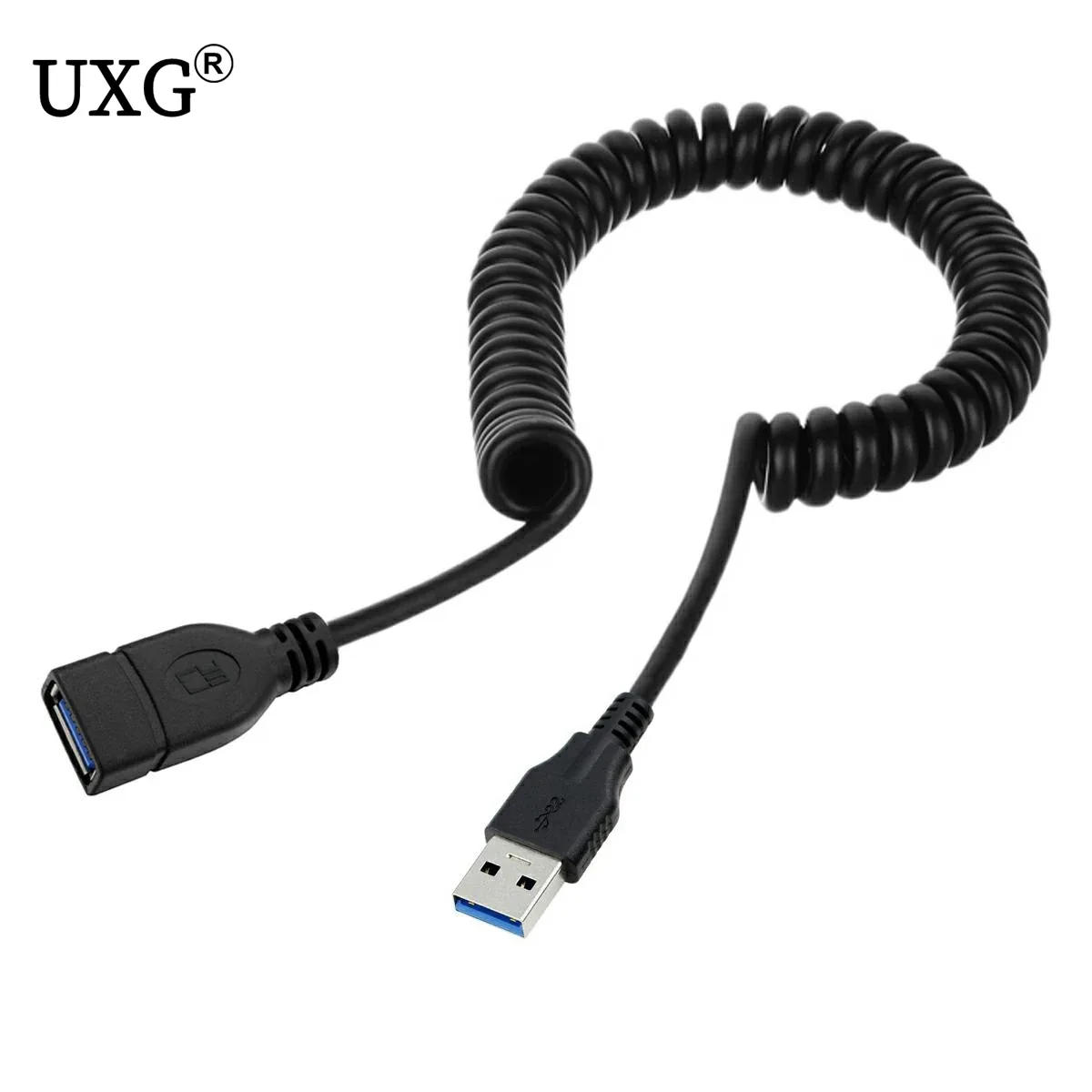 Rallonge USB 3.0 spiralée mâle vers femelle - 1,5 m