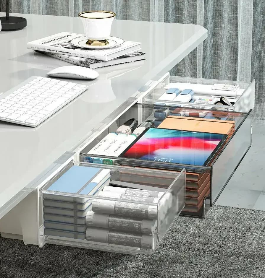 Organisateur de bureau transparent avec tiroir de rangement - Image 3