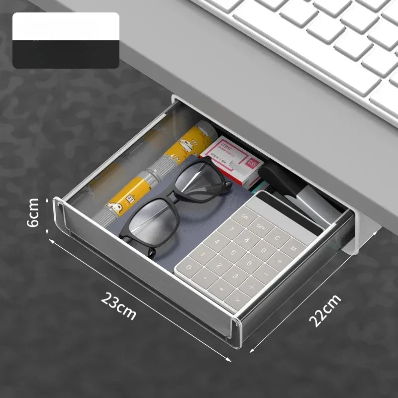 Organisateur de bureau transparent avec tiroir de rangement slide 9