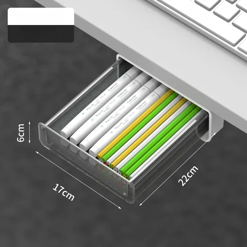 Organisateur de bureau transparent avec tiroir de rangement slide 12