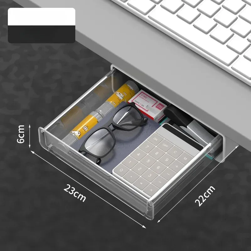 Organisateur de bureau transparent avec tiroir de rangement slide 8