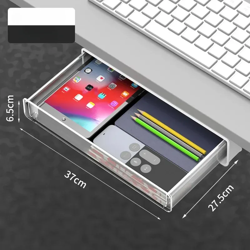 Organisateur de bureau transparent avec tiroir de rangement slide 7