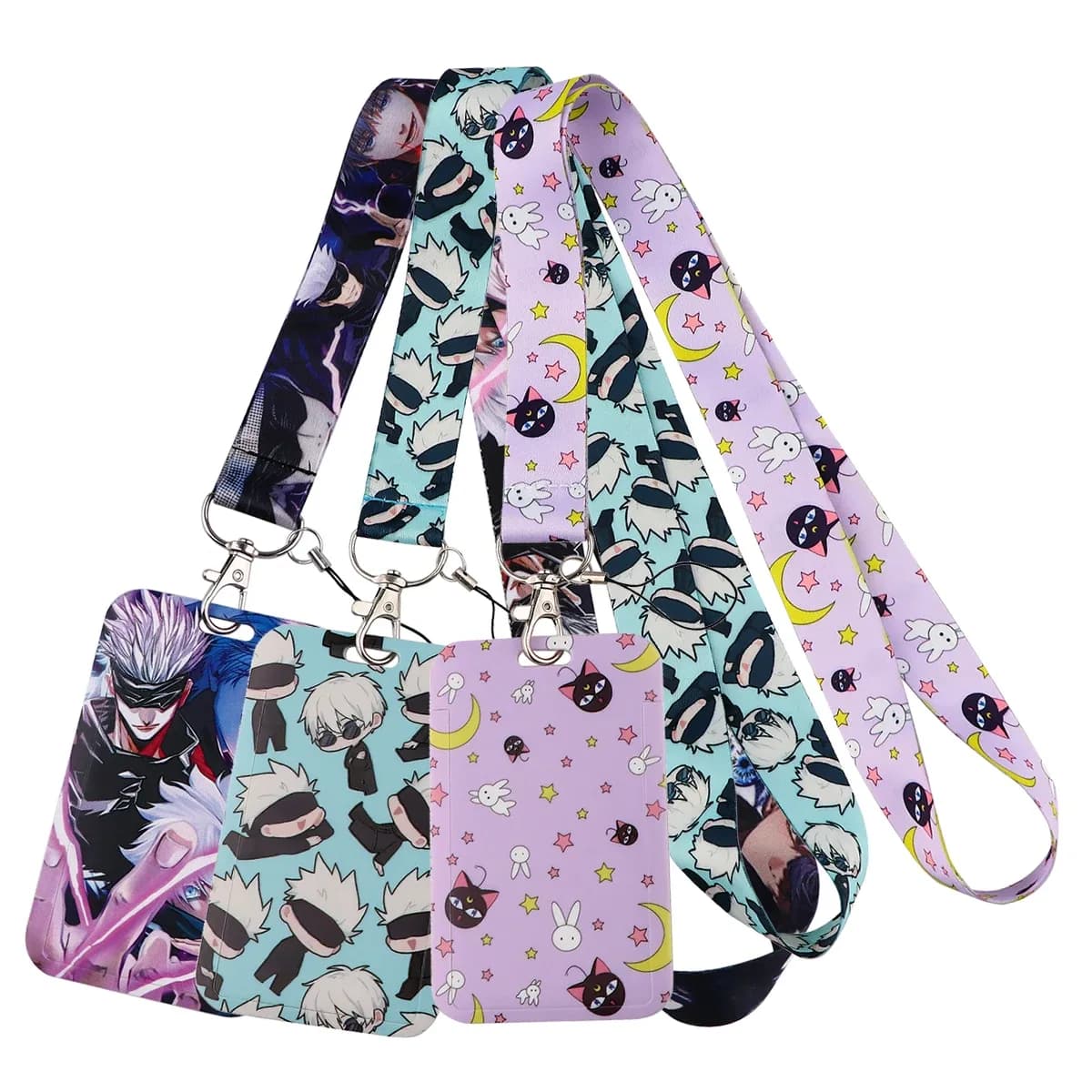 Porte-badge avec tour de cou et porte-clés style Kawaii