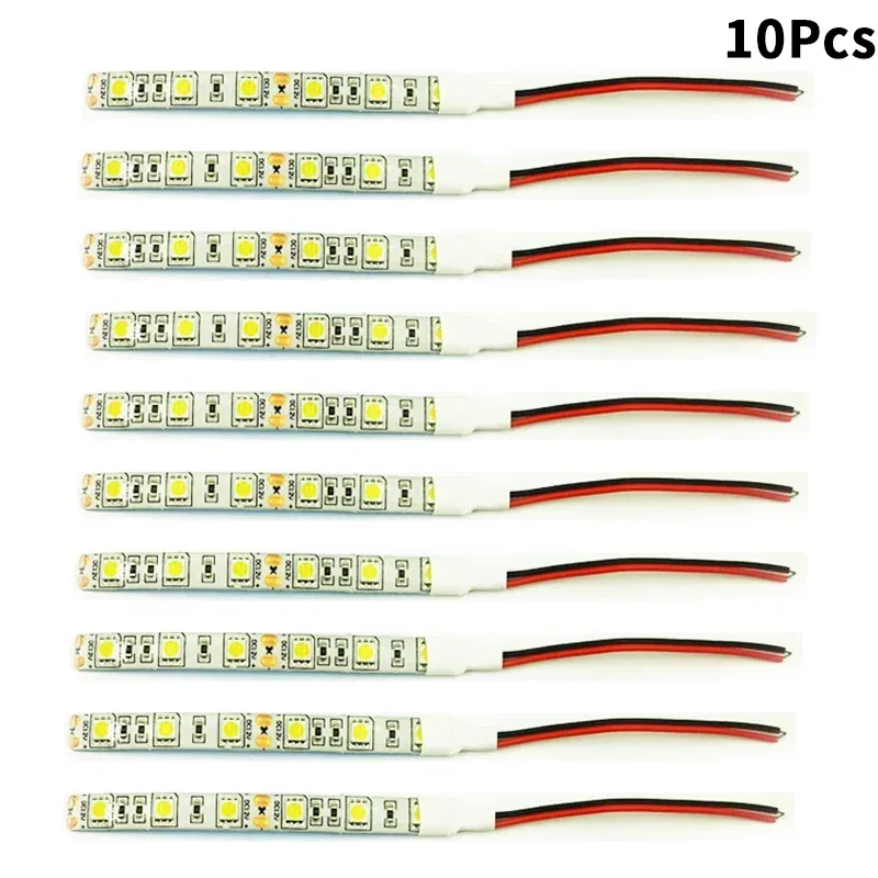 Lot de 10 bandes LED 5050 blanches étanches (10 cm) - 12V - Image 1