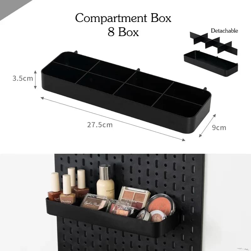 Panneau perforé mural et accessoires de rangement sans perçage slide 29