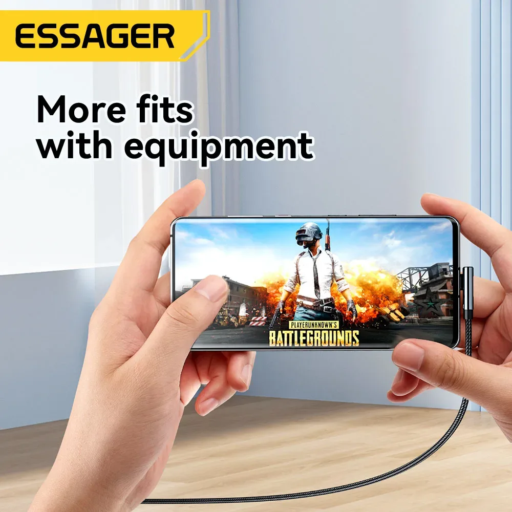 Câble USB-C vers USB-C Essager PD 100W 5A - Charge Rapide avec Affichage LED et Connecteur à 90° - Image 4