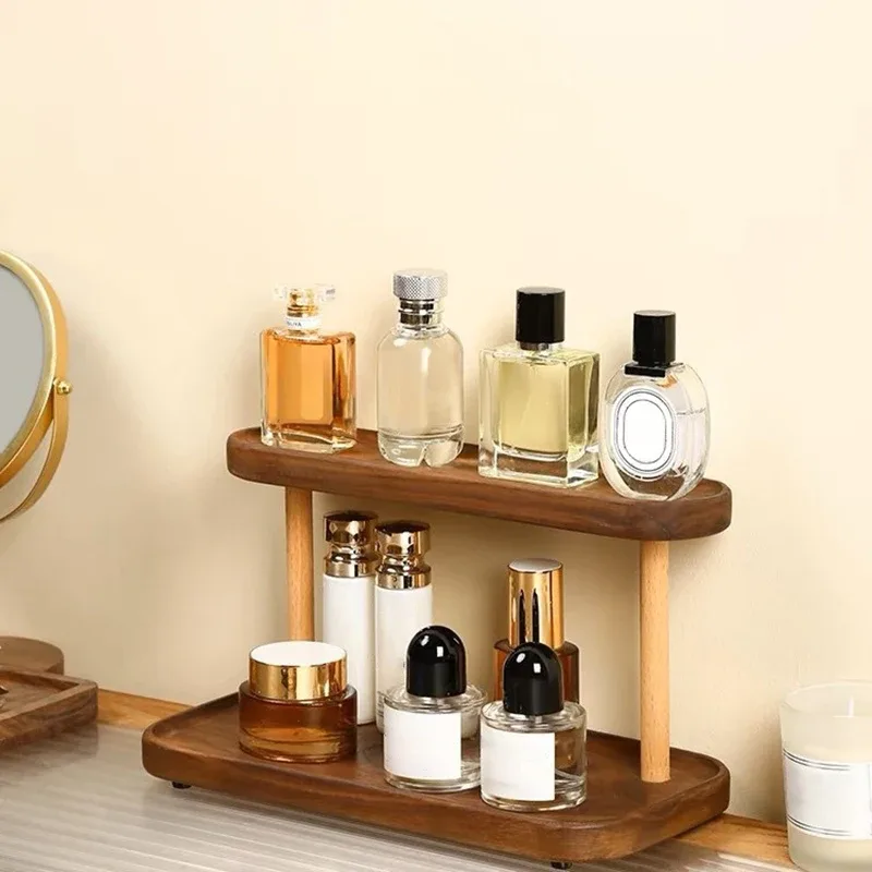 Étagère de rangement en bois à 2 niveaux pour bureau et cosmétiques - Image 5