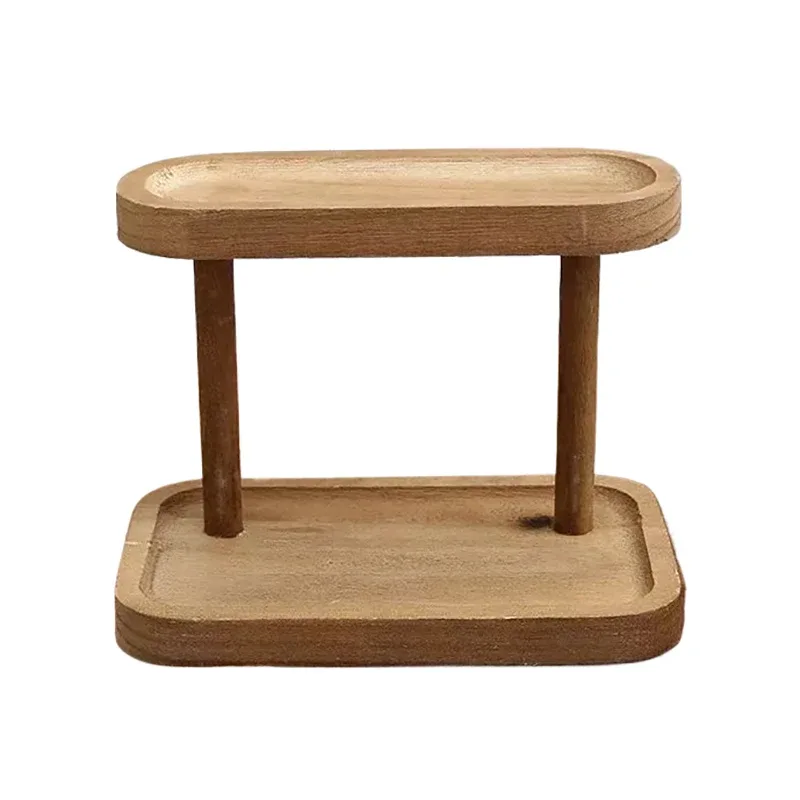 Étagère de rangement en bois à 2 niveaux pour bureau et cosmétiques - Image 1