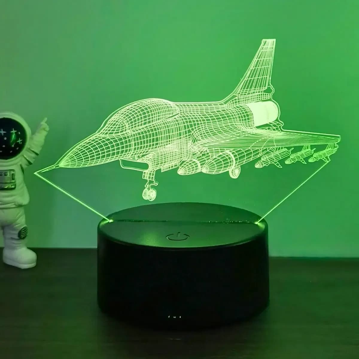 Veilleuse 3D Avion de Chasse - Lampe d'Illusion Optique 7 Couleurs - Image 3