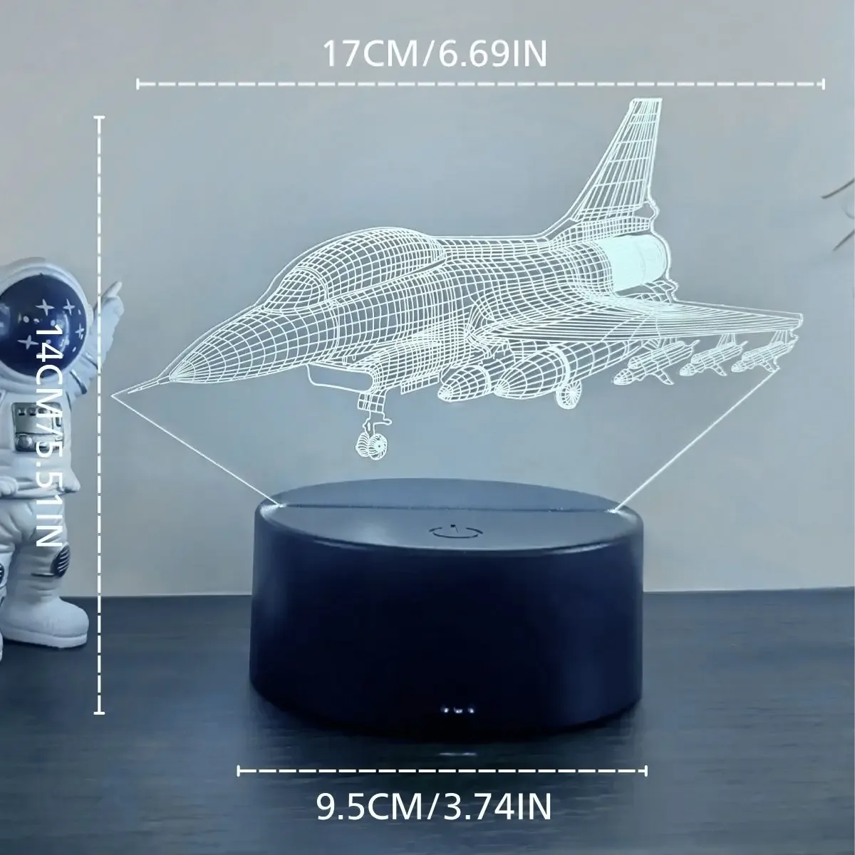 Veilleuse 3D Avion de Chasse - Lampe d'Illusion Optique 7 Couleurs - Image 6