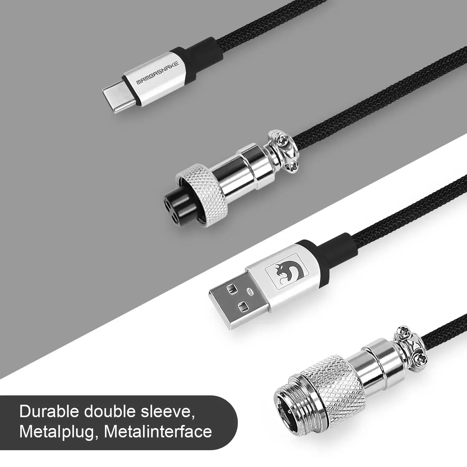 Câble USB-C spiralé ATTACK SHARK C01 PRO pour clavier mécanique, tressé à double gaine - Image 4
