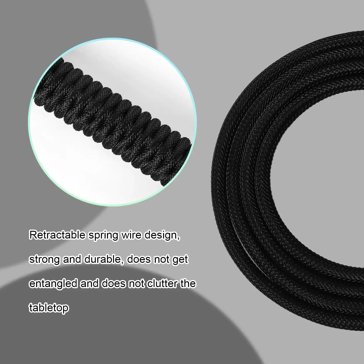 Câble USB-C spiralé ATTACK SHARK C01 PRO pour clavier mécanique, tressé à double gaine - Image 3