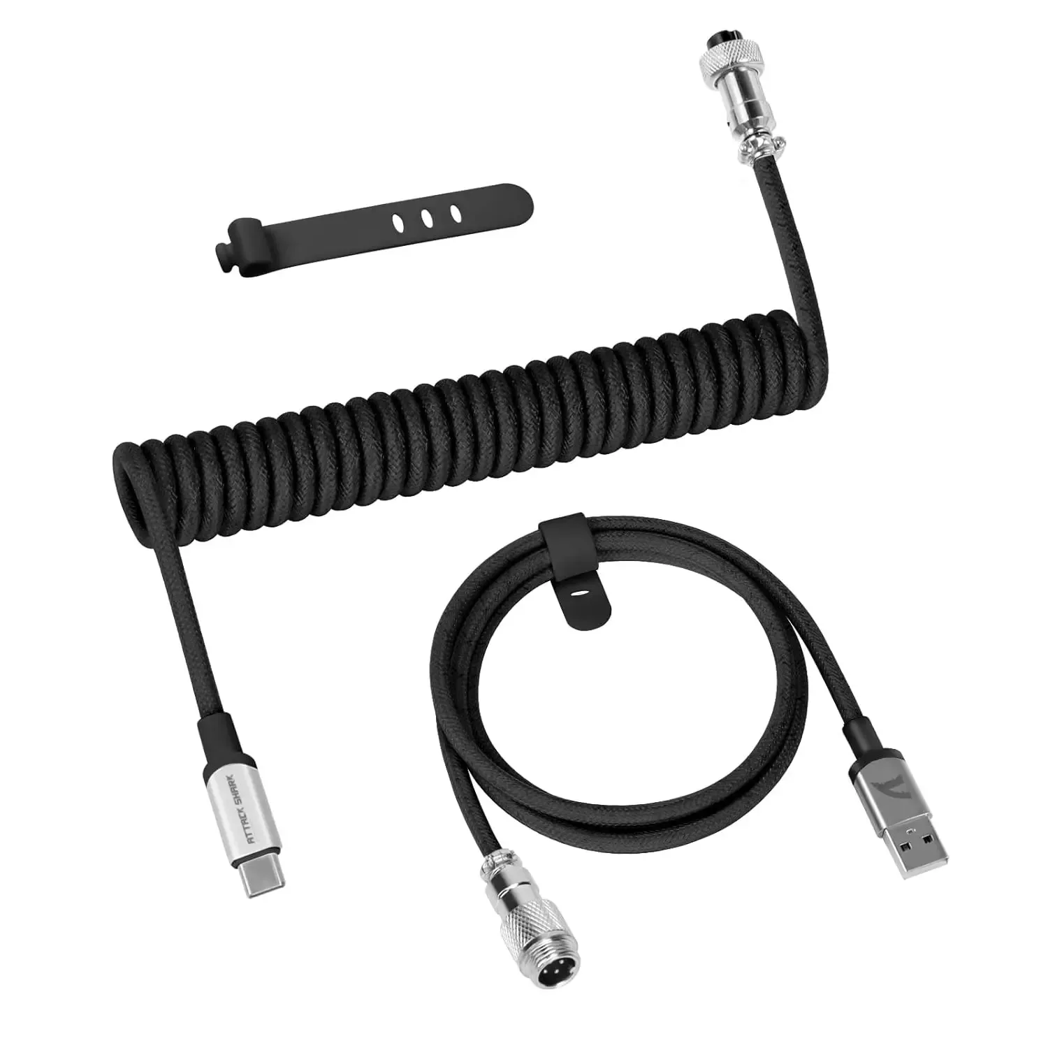 Câble USB-C spiralé ATTACK SHARK C01 PRO pour clavier mécanique, tressé à double gaine slide 11