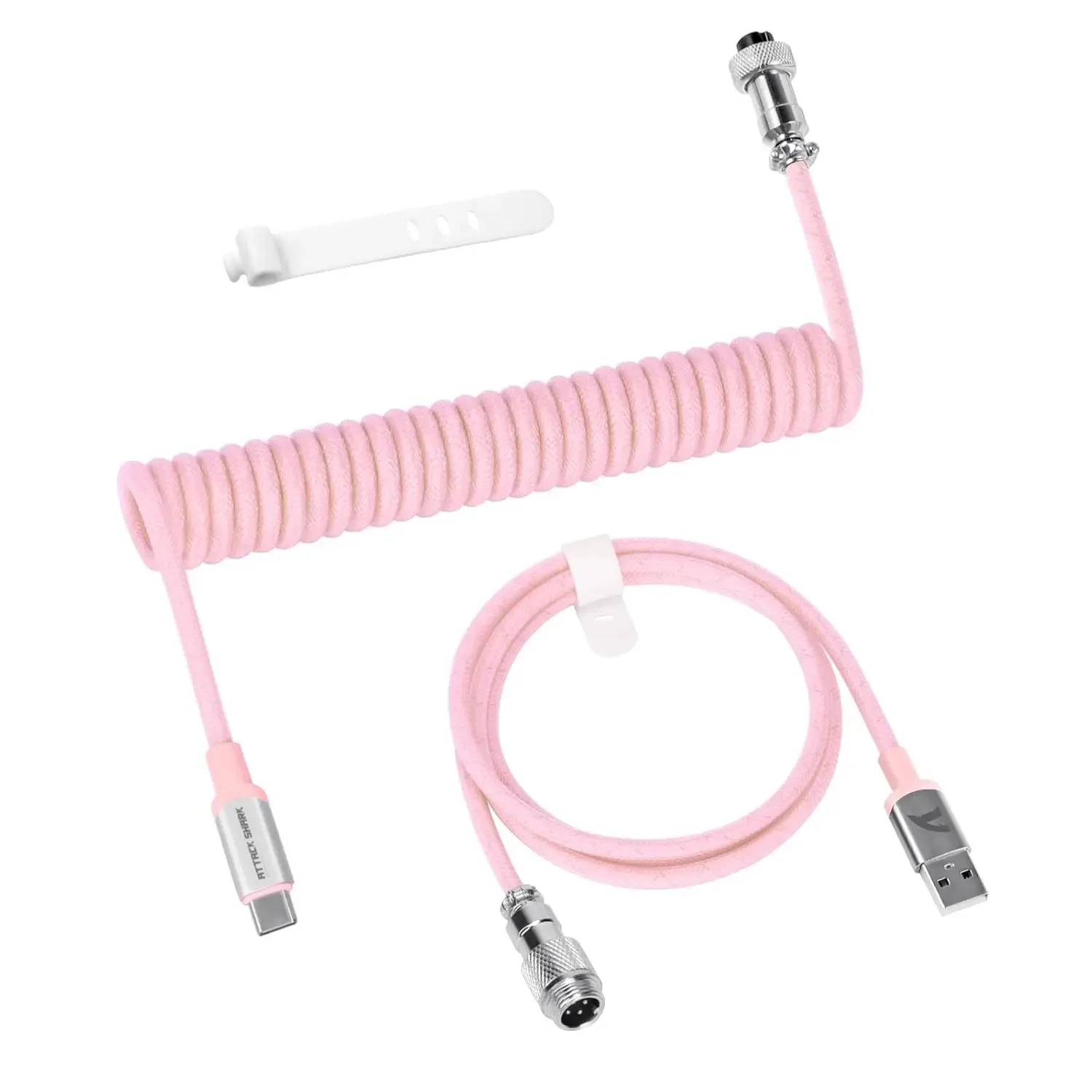 Câble USB-C spiralé ATTACK SHARK C01 PRO pour clavier mécanique, tressé à double gaine slide 8