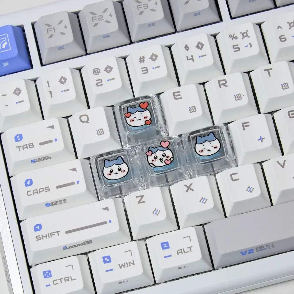 Touches de clavier artisanales Chiikawa - PC transparent pour clavier mécanique