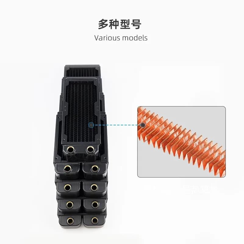 Radiateur en cuivre SysCooling Série RC 40mm - Haute Performance (120/160/240/360/480mm) slide 5