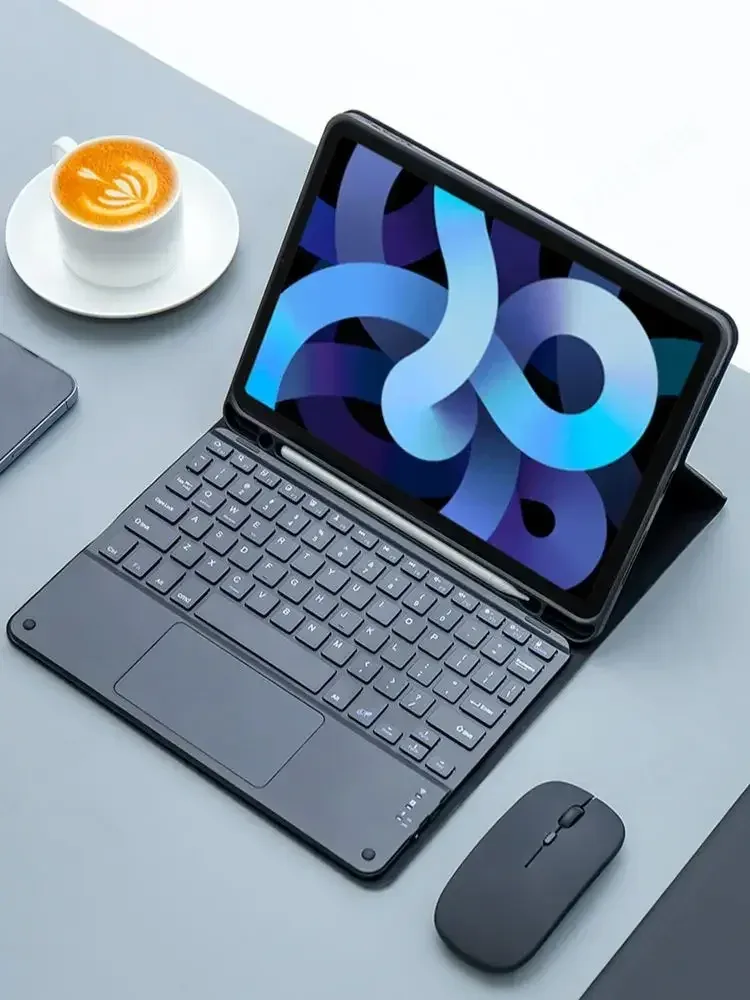 Étui avec clavier pour iPad 11 (2025), iPad 10.2, iPad 10e Gén., iPad Air 4/5/11/13 et iPad Pro 11