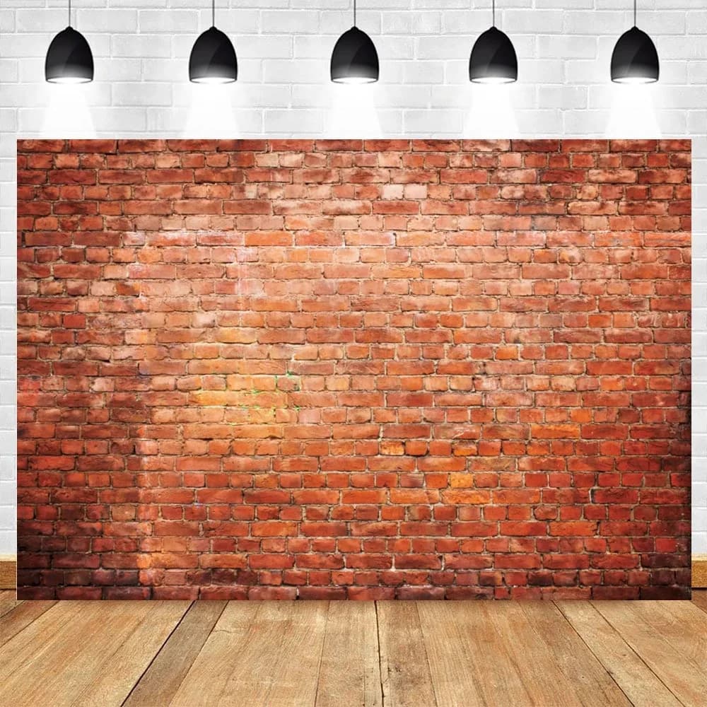 Fond de studio photo : Mur de briques blanches et sol en bois slide 24