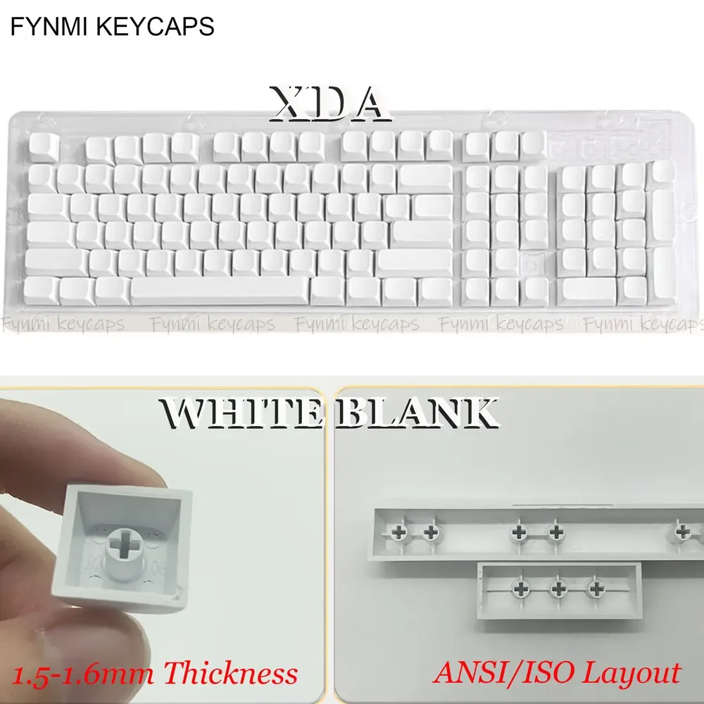 Fynmi - Set de touches PBT XDA blanches vierges (ANSI/ISO) - 61 à 125 touches - Image 5