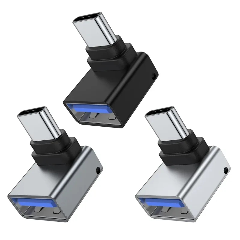 Adaptateur USB 3.0 femelle vers USB-C mâle, coudé à 90°, compatible OTG - Image 1