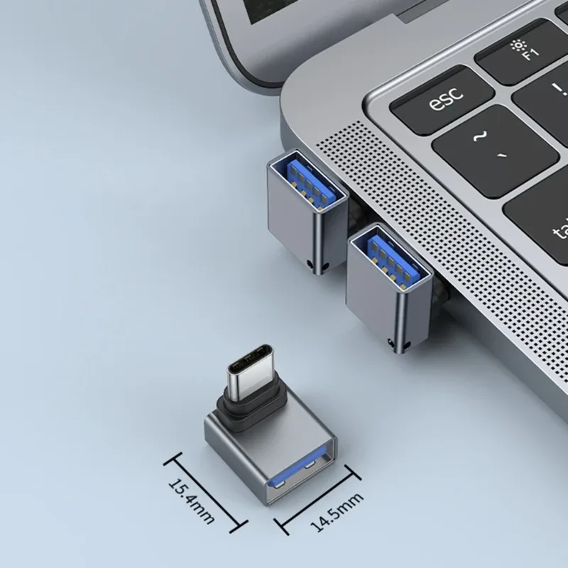 Adaptateur USB 3.0 femelle vers USB-C mâle, coudé à 90°, compatible OTG - Image 2