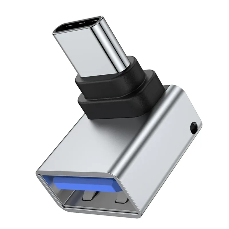 Adaptateur USB 3.0 femelle vers USB-C mâle, coudé à 90°, compatible OTG slide 8