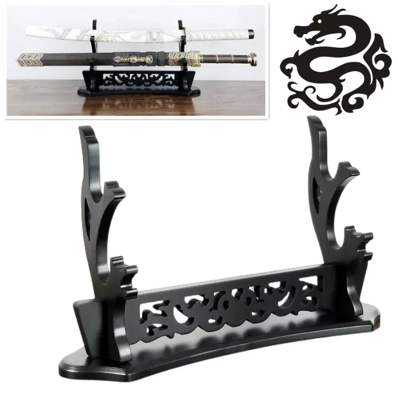 Support de Katana en Bois avec Motif Dragon - Présentoir pour Épée Demon Slayer
