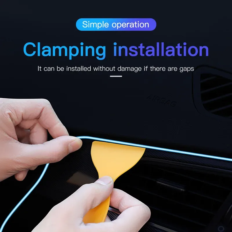 Bande lumineuse LED néon flexible pour intérieur de voiture - Éclairage d'ambiance USB slide 6