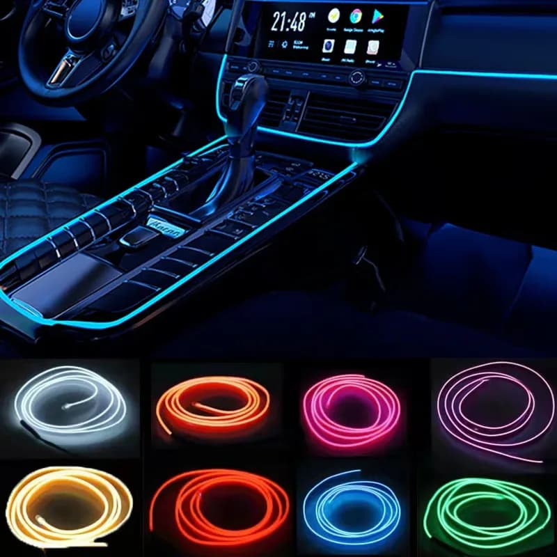 Bande lumineuse LED néon flexible pour intérieur de voiture - Éclairage d'ambiance USB