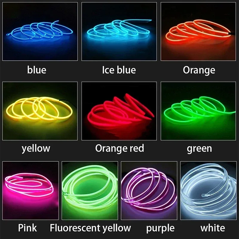 Bande lumineuse LED néon flexible pour intérieur de voiture - Éclairage d'ambiance USB slide 5