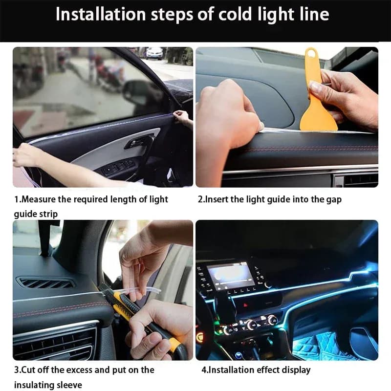 Bande lumineuse LED néon flexible pour intérieur de voiture - Éclairage d'ambiance USB slide 4