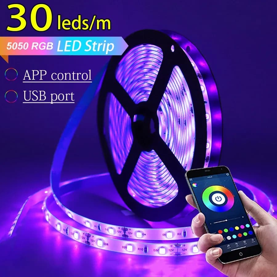 Ruban LED Bluetooth RGB 5050 USB 5V - 30 LED/m