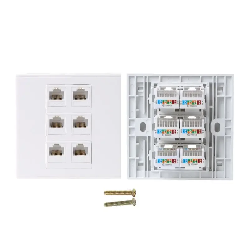 Plaque murale réseau RJ45 CAT5E - Type 86 - 1 à 6 ports - Image 1