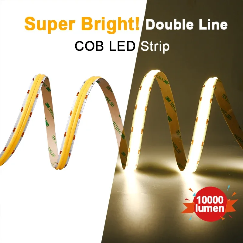 Ruban LED COB Double Rangée Haute Luminosité 10 000 lm - 600 LED/m - IRC 90 - Variable - 24V (3000K/4000K/6500K) - Image 1