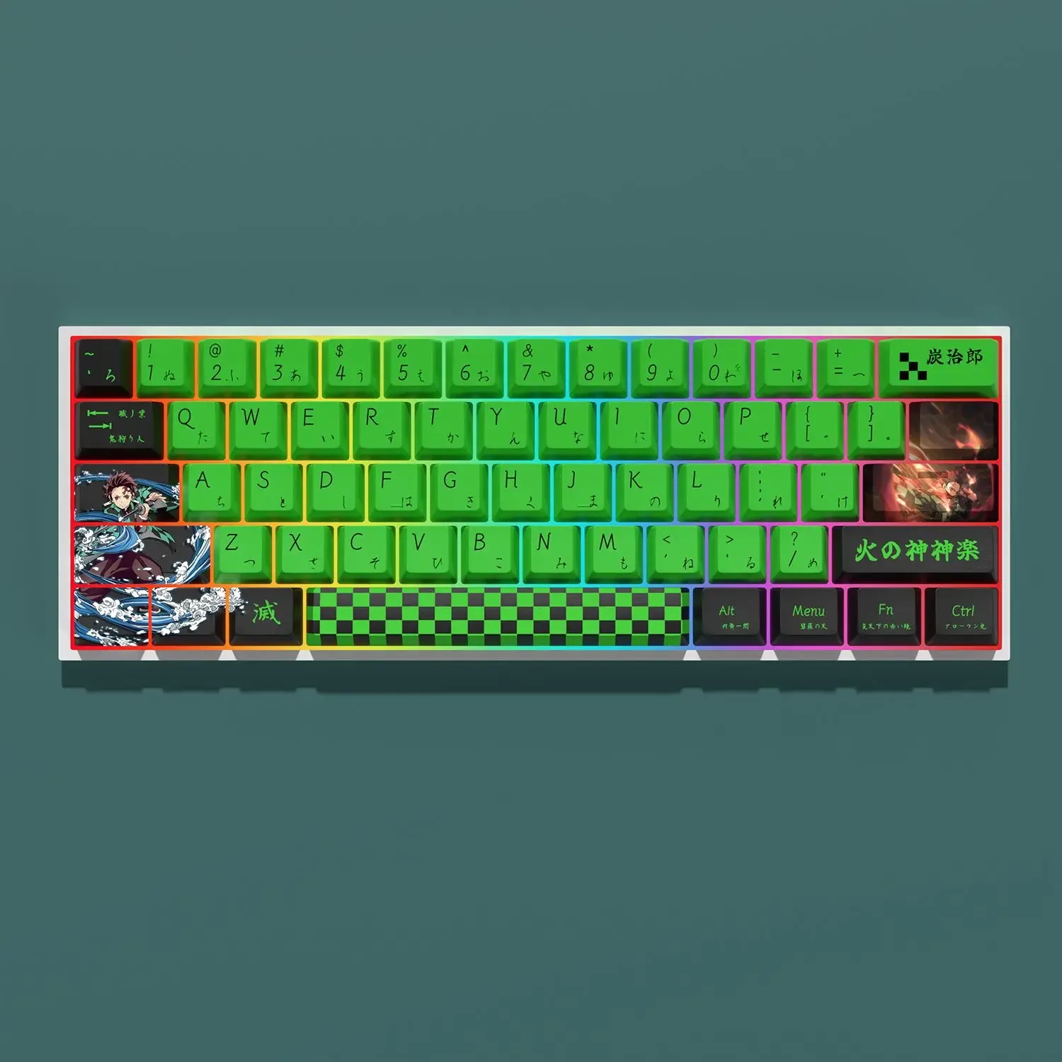 Set de Keycaps PBT Demon Slayer - Kanroji Mitsuri pour clavier mécanique