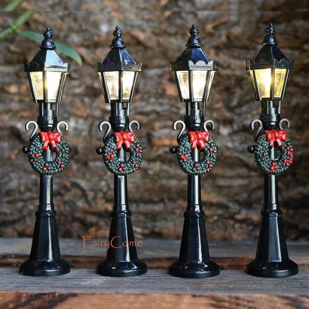 Lampadaire miniature à LED pour village de Noël