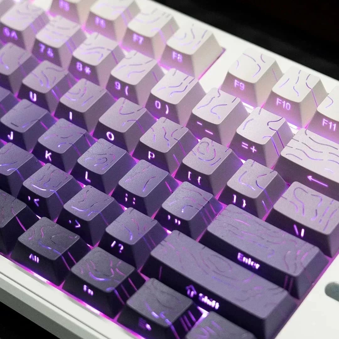 Keycaps PBT à dégradé et lettrage latéral transparent, profil Cherry, pour claviers mécaniques (60% à 100%) - Image 4
