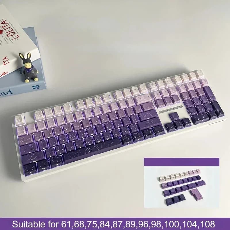Keycaps PBT à dégradé et lettrage latéral transparent, profil Cherry, pour claviers mécaniques (60% à 100%) - Image 3