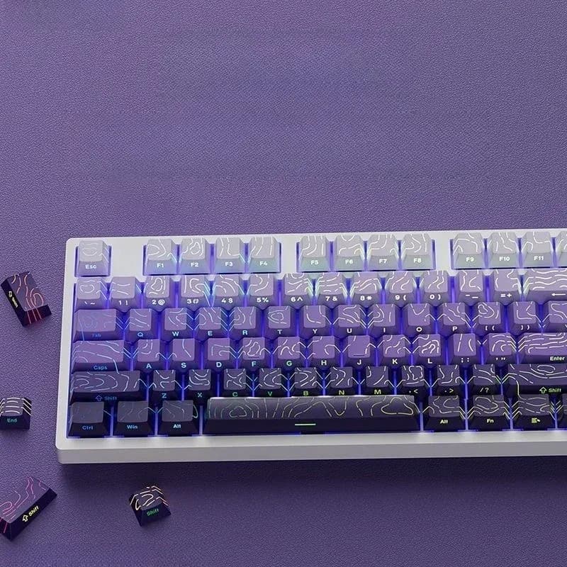 Keycaps PBT à dégradé et lettrage latéral transparent, profil Cherry, pour claviers mécaniques (60% à 100%) - Image 5
