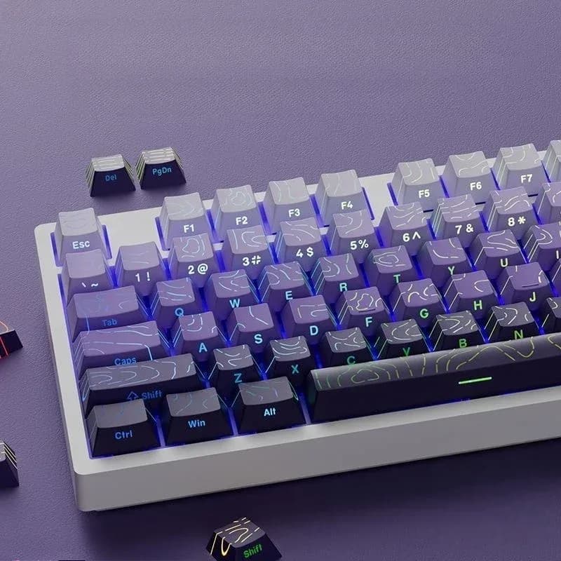 Keycaps PBT à dégradé et lettrage latéral transparent, profil Cherry, pour claviers mécaniques (60% à 100%) - Image 1