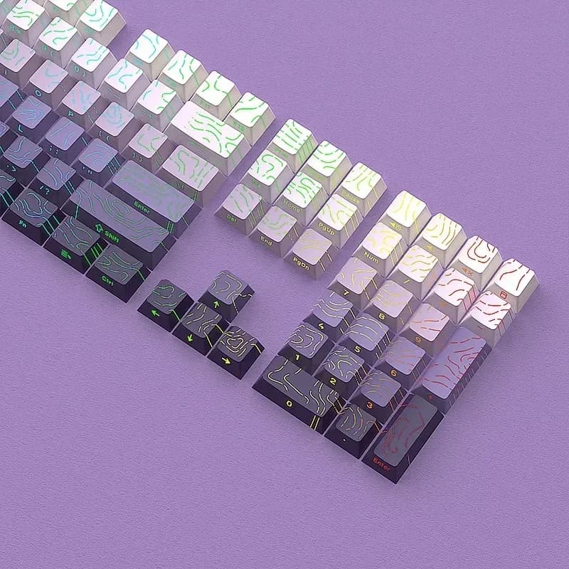 Keycaps PBT à dégradé et lettrage latéral transparent, profil Cherry, pour claviers mécaniques (60% à 100%) - Image 6