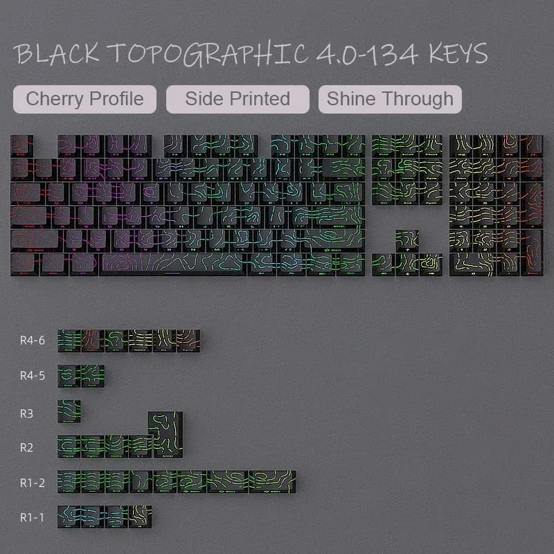 Keycaps PBT à dégradé et lettrage latéral transparent, profil Cherry, pour claviers mécaniques (60% à 100%) slide 15
